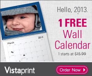 Vistaprint FREE 2013 Calendar