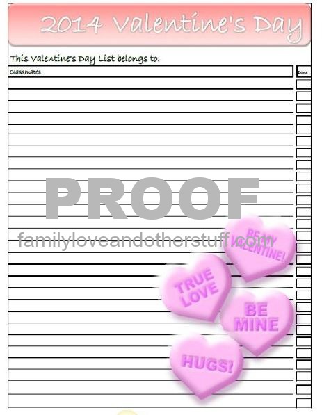 Valentine's Day Card Printable Checklist