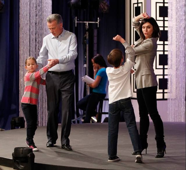 Young Brooklyn Rae Silzer as "Emma Drake" dances with Ian Buchanan as "Duke Lavery," and young Michael Leone as "Cameron Spencer" dances with Finola Hughes as "Anna Devane." Photo Credit: Rick Rowell/ABC 