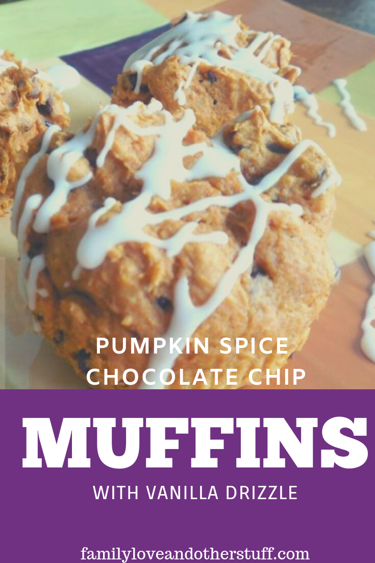 Pumpkin Spice Chocolate Chip Muffins with Vanilla Drizzle Recipe