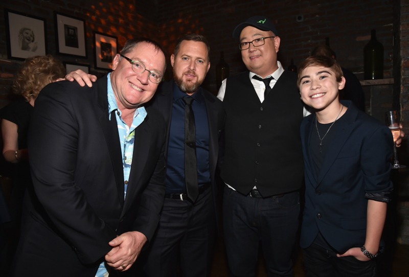 (L-R) Executive producer John Lasseter, actor A.J. Buckley, director Peter Sohn, and actor Raymond Ochoa attend the World Premiere Of Disney-Pixar's THE GOOD DINOSAUR at the El Capitan Theatre on November 17, 2015 in Hollywood, California. (Photo by Alberto E. Rodriguez/Getty Images for Disney)