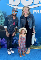(L-R) Musician A. J. McLean, Ava Jaymes McLean and Rochelle DeAnna McLean (Photo by Alberto E. Rodriguez/Getty Images for Disney)