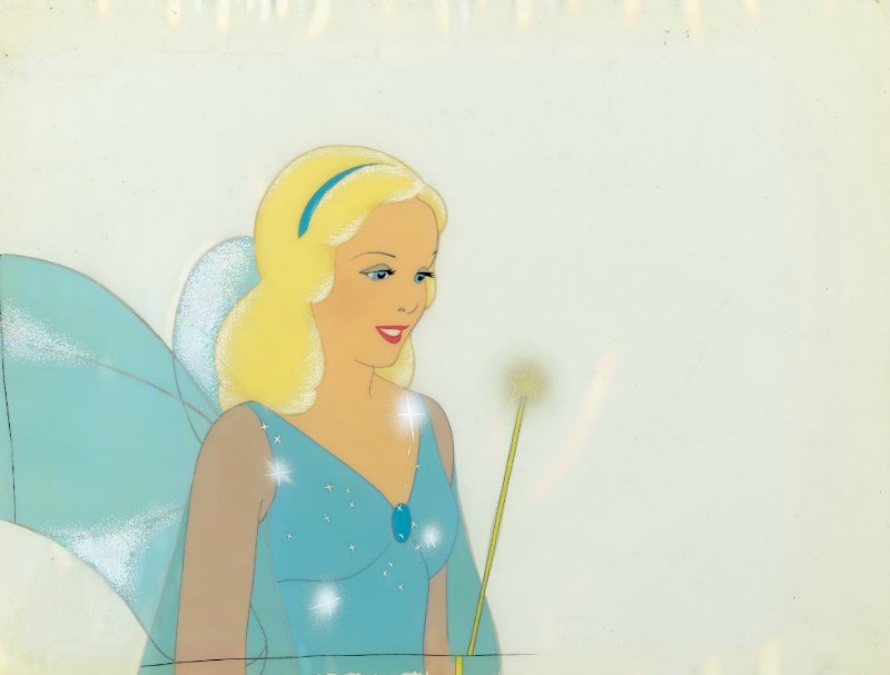 Disney Studio Artist, Blue Fairy cel, Paint on cellulose acetate and opaque watercolor on paper; collection of David Pacheco, © Disney