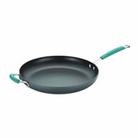 Rachael Ray 87642 Cucina Nonstick Fry Pan/Hard Anodized Skillet with Helper Handle, 14-Inch, Agave Blue